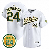 Men's Oakland Athletics #24 Rickey Henderson White 2024 Home Limited With Rickey Henderson Patch Stitched Jersey Dzhi,baseball caps,new era cap wholesale,wholesale hats